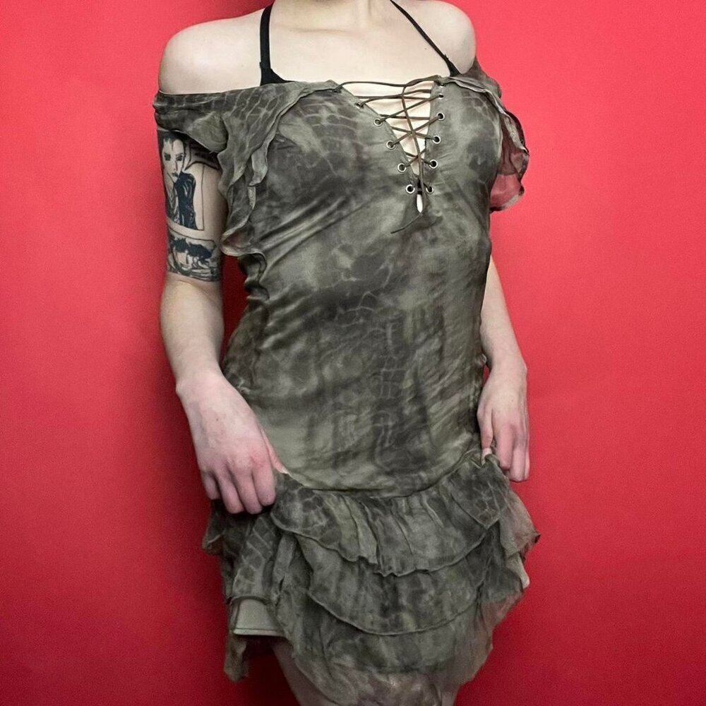 Grungey corset and ruffle fairy dress 🤎🤎​​​​​​​